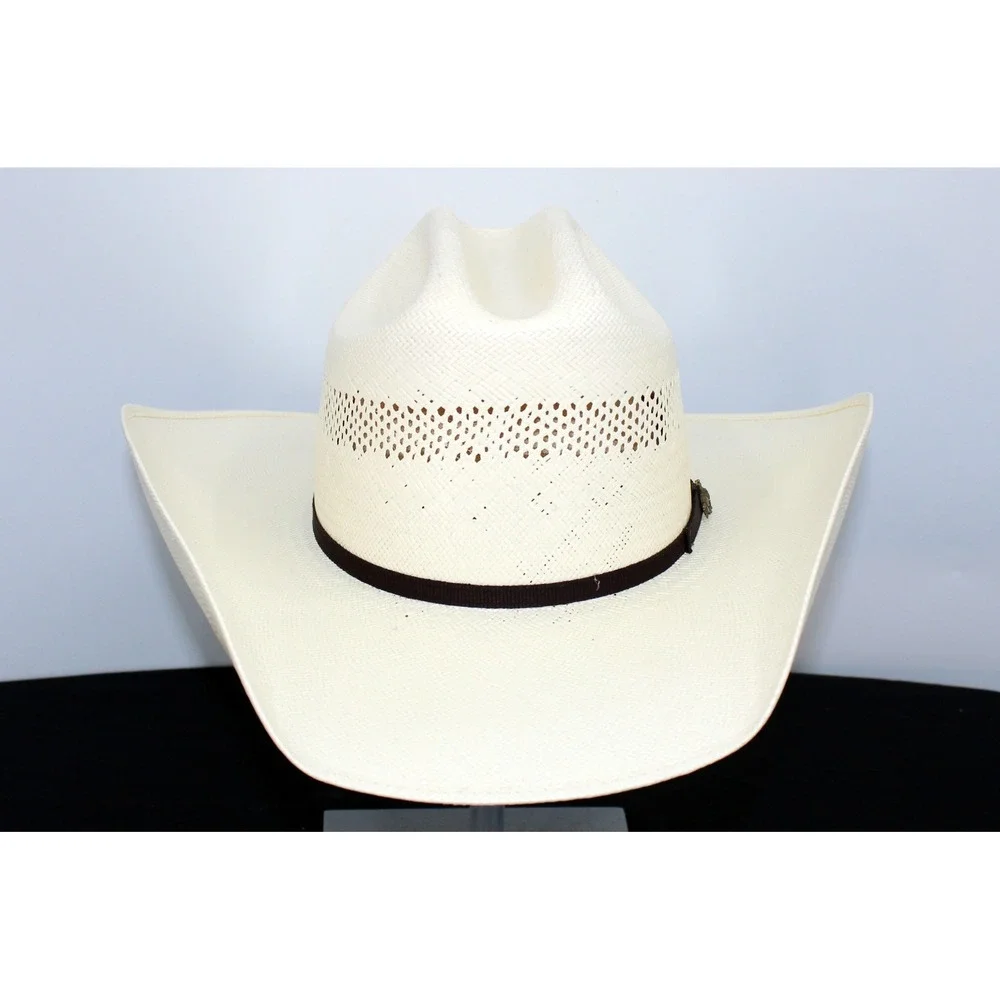 Tecovas Mens Straw Cowboy Hat White Vented Cattleman Crease Size 6 7/8 55 Mexico - Picture 5 of 9